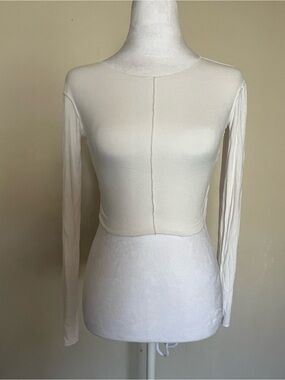 Zara Women's Long Sleeve Cream Cropped Top